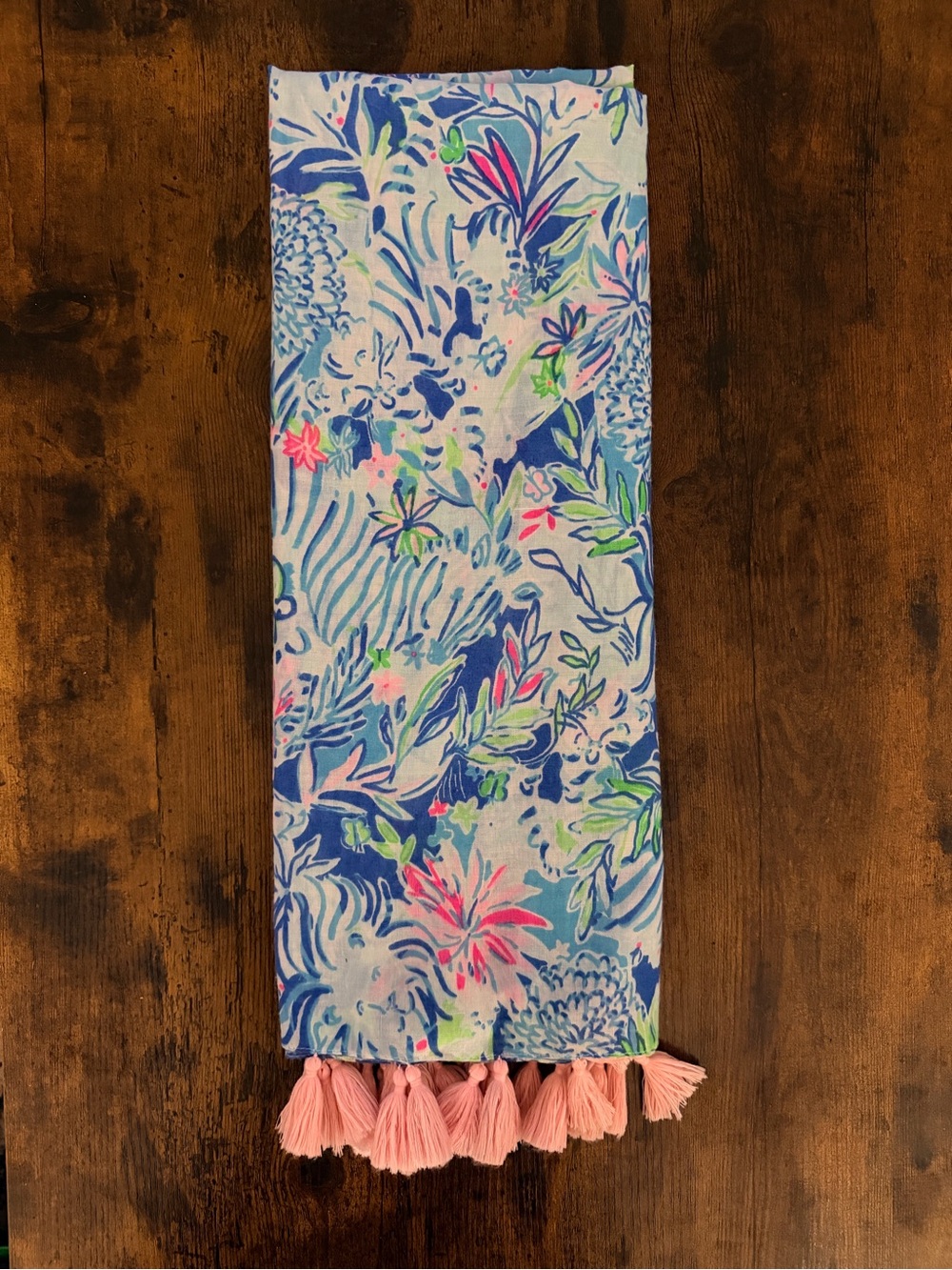 Lilly Pulitzer Pastel Floral Tassel Resort Scarf